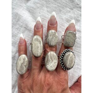 925 YOU CHOOSE! Jasper Swirl Tri-Band Ring 8, 9.5